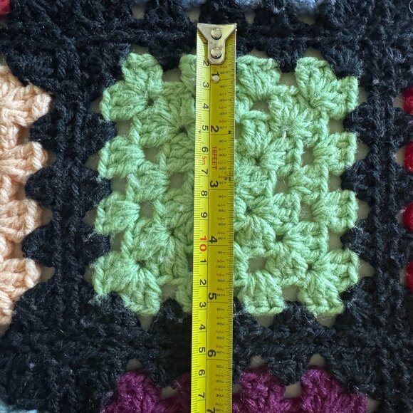 Handmade Multicolor Crochet Granny Square Blanket Throw 56" X 69" Black Border - Picture 10 of 14